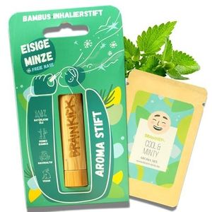 Bamboe Aroma inhaleerstift menthol – eucalyptus | duurzame geurstift met 4 etherische biologische oliën | neusinhalator mini inhalator stick aromatherapie set voor onderweg