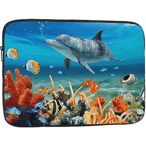 Dolfijnen Blauw Print Laptop Case Waterdichte Schokbestendige Computer Sleeve cover Laptop Protector Voor Reizen Werk 17 inch