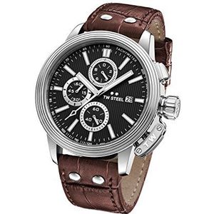 TW Steel CEO Adesso Mens Quartz horloge met chronograaf display en lederen band, Bruin, 45 mm, Riem