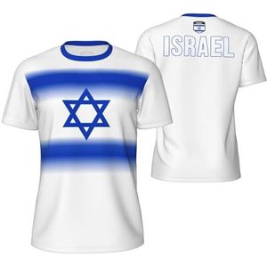 Sport Mesh T-Shirt Geleidelijke Israël Vlag Tees 3D Gedrukt voor Fitness Running Fiets Voetbal Tennis Voetbal, Meerkleurig, XXL