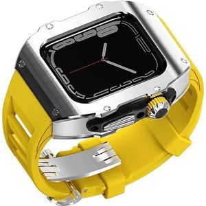 OFWAX Roestvrij stalen horlogekast Rubber Band Mod Kit, Voor Apple Watch Series 9 8 7 6 5 4 SE Vervanging, Mannen Horloge Case Bandjes Sluiting, Voor Iwatch Series 45mm 44mm Accessoires, 45mm, agaat