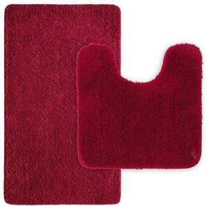 Bad matten WC-toilettapijt antislip U-vorm badmat met hoge hydroscopiciteit tapijten superzacht gezellig en ruig microvezeltapijt tapijt for badkamer rood 50 x 50 cm (Color : Red, Size : 50x80+50x50