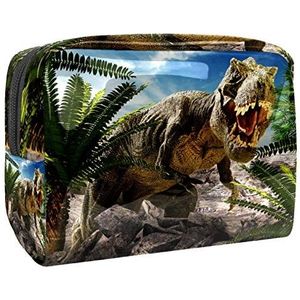 Draagbare make-up tas met rits reizen toilettas voor vrouwen handige opslag cosmetische zakje dinosaurussen Tyrannosaurus grote