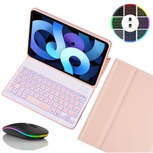 Toetsenbordhoes voor Lenovo Tab P12 Pro 12.7"" (2025), Magnetisch Afneembaar Draadloos Achtergrondverlichting Toetsenbord met Bluetooth Muis,Roze