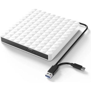 USB 3.0 En Type-C Externe Dvd-brander, Schrijver Recorder, Dvd-rw Optische Drive Gebruiksvriendelijk(White)