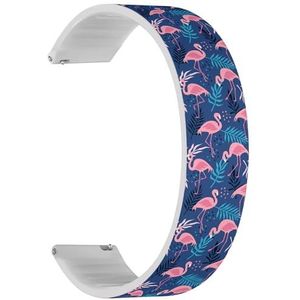 Solo Loop band compatibel met Garmin Forerunner 165/165 Music, Forerunner 35/45/45S (Pink Flamingos) Quick-Release 20 mm rekbare siliconen band band accessoire, Siliconen, Geen edelsteen