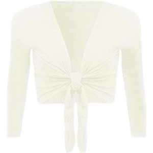 Dames Tie Knot Shrug Korte Dames Crop Vest Wrap Bolero Top Plus Size 8-22 Crème, Crème
