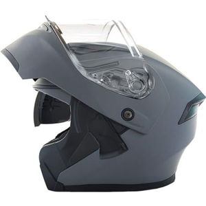 Opklapbare Motorhelmen ECEDOT-Goedgekeurde Integraalhelm Met Geïntegreerd Motormodulaire Helm Met Dubbel Vizier Crash Racing Helm Ventilatie Heren Dames 6,L:59-60CM