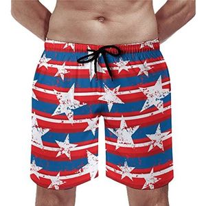 Amerikaanse vlag sterren heren strandshorts sneldrogende boardshorts mesh voering strandbroek gym zwembroek XS