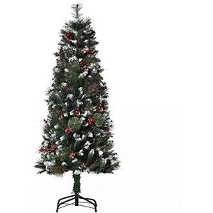 HOMCOM kunstkerstboom 1,5 m kerstboom dennenboom 360 takken metalen voet PVC groen Ø50 x 150 h cm