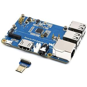 Waveshare Pi Zero 2 W naar Raspberry Pi 3 Model B/B+ Adapter, Alternatief voor Raspberry Pi 3 Model B/B+, Aan boord 4CH USB Poort, 100M Ethernet Poort, HDMI Poort, USB-audio-hoofdtelefoonpoort enz.