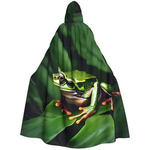 Longyiyi Unisex gewaden capes volwassen dier kikker groene blad bladeren print capuchon mantel voor cosplay Halloween dood vampier kostuums.