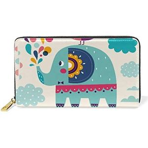 Leuke kleurrijke olifant portemonnee echt lederen rits munt telefoon portemonnee clutch voor vrouwen