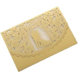 Bruiloft uitnodigingen kaart bruiloft uitnodiging kaart shell laser gesneden holle Valentijnsdag wenskaart vakantie feest bruiloft benodigdheden decoratie voor bruiloft (kleur: bruin, maat: 50 stuks)