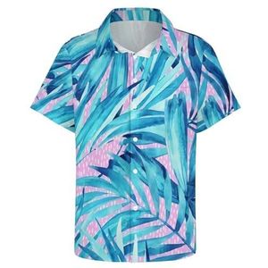 Hawaiiaanse V-kraag Tropische Shirts voor Heren Met Zak, Zomerknopen V-kraag Korte Mouwen, Strandvakantie-t-shirt (Color : Color 6, Size : M)