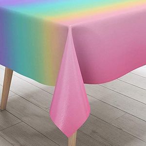 FANSU Waterdichte tafelkleden, rechthoek, 3D kleurverloop met kleurverloop en meerkleurige print, vlek- en oliebestendig, decoratieve tafelhoes voor casual, keuken, feest, eten in de tuin (regenboog,