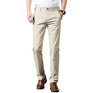 ziilay Chino broek voor heren, zomer, licht, stretch, slimfit, dunne lichte stof, zakelijke vrijetijdsbroek, kostuumbroek, 8033b (dunne stof) / beige, 36W