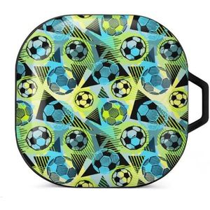 Aquarel Voetballen Oordopjes Hoesje Compatibel met Samsung Hard Shell Beschermhoes Zwart-Stijl