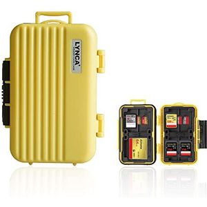 LYNCA Geheugenkaarthoes, harde beschermer voor 12 Micro SD/TF, 8 SD- en 4 CF-kaarten - waterbestendig, schokbestendig, compact (geel)
