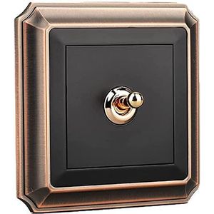 Wandschakelaar, bedieningsschakelaar Zwart mat Retro schakelaar 2-weg Retro tuimelschakelaar 86 Wandcontactdoos Paneelschakelaar 110-250V