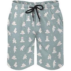 Westie Hond Zwembroek voor heren, bedrukte boardshorts, strandshorts, badmode, badpakken met zakken, L