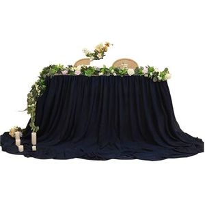 Tafelrokversiering, Chiffon tafelrok extra lang 6FT & 9FT doorschijnend tafelkleed for babyshowers verjaardagen taartdecoratie veelkleurig(Deep Blue,9ft x145cm drop)