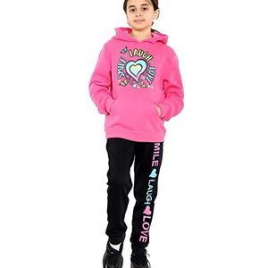 A2Z 4 Kids Meisjes Trainingspak Smile Laugh Love Afdrukken Capuchon - T.S 113 Pink 11-12