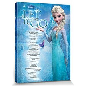 1art1 Frozen Poster Kunstdruk Op Canvas Elsa, Let It Go Muurschildering Print XXL Op Brancard | Afbeelding Affiche 80x60 cm
