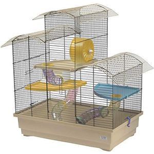 Decorwelt Hamsterdagen, beige, buitenmaten, 70 x 43 x 70 cm, knaagkooi, hamster, plastic kleine dieren, kooi met accessoires