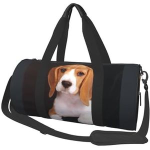 ovely Pet Dog Beagle Print Reizen Plunjezakken met Pocket en Verstelbare Riem Grote Gymtas Mode Yoga Tas voor Vrouwen Mannen, Zwart, Eén maat