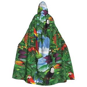 WURTON Unisex Hooded Mantel Voor Mannen & Vrouwen, Carnaval Thema Party Decor ara En Toekan Zitsen Van Amerikaanse Regenwouden Print Hooded Mantel