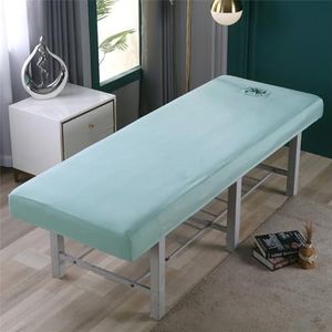 Salonbedlakenhoes SPA-massage, Elastische Wasbare Massagebedhoes Met Gezichtsgat, Zachte Wasbare SPA-massagetafelhanddoek For Schoonheidsbed En Tatoeagebed(Green,185x60cm)