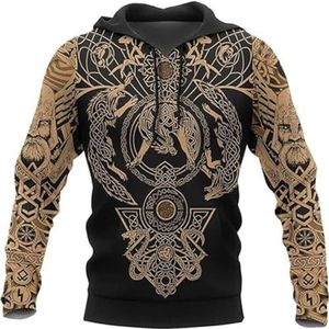 Novel Noordse Keltische Draak herenhoodie, 3D-geprinte straatsweatshirts voor Harajuku-koppels, Geweldig cadeau voor fans van heidense mythologie.