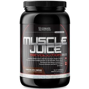 Ultimate Nutrition Muscle Juice Revolution 2600 Weight Gainer, Intestinal Health, Muscle Recovery with Glutamine, Micellar Casein and Time Release Complex Carbohydrates, Chocolate Powder, 4.69 Pounds