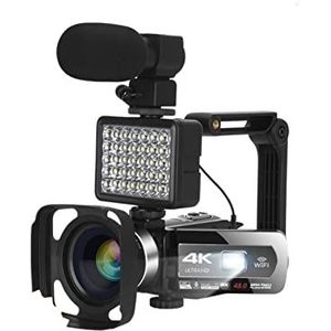 Vlogcamera, 4K videocamera camcorder auto focus 4 8mp Digitale Vlogging Camera Recorder Live Streaming Wifi Touch Screen Video en Photography(16G SD Card)