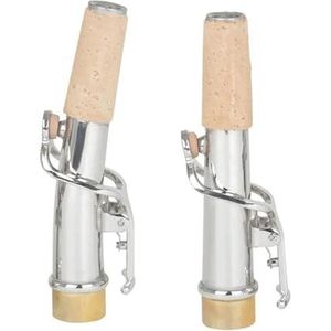 Saxofoons Accessoires 2 Stuks Saxofoon Hals Rechte En Gebogen Hals Kit Sax Instrumenten Accessoires Gemakkelijk Te Gebruiken (Color : Silver)