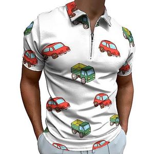 Vrachtwagen En Auto Speelgoed Patroon Polo Shirt Voor Mannen Casual Rits Kraag T-shirts Golf Tops Slim Fit