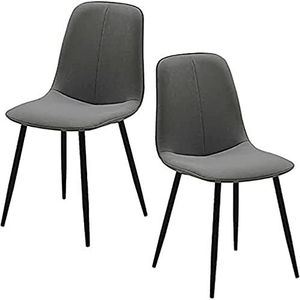 GEIRONV Moderne keuken eetkamerstoel set van 2, lounge stoel zwarte poten tegenstoel technologie stoffen rugleuning stoel Eetstoelen (Color : Light gray, Size : 42x45x88cm)