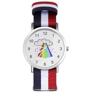 Rainbow Blast Sport Horloges Nylon Gevlochten Bands Polshorloge Quartz Horloge Voor Mannen Vrouwen