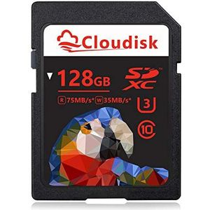Cloudisk 128 GB SD-kaart SDXC UHS-I geheugenkaart - C10, U3, V30, 4K UHD, SD-kaart