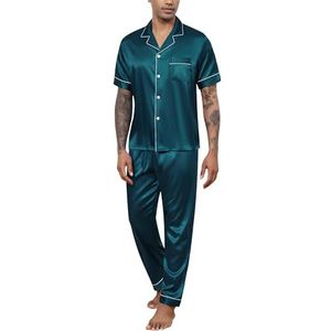 Heren Satijnen Pyjama Heren Korte Top Met Knoopsluiting En Pyjamabroek Tweedelige Nachtkleding Huispak Nachtkleding Loungewear