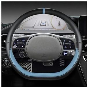 Auto Stuurhoes Voor Hyundai Voor Ioniq 5 2016 2017 2018 2019 2020 2021 2022 Auto Stuurhoes D Vorm Pu Leer Auto Accessoires Interieur Stuurhoes (Kleur : Blauw)