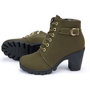 Kerst Schoenen Lente winter vrouwen pompen laarzen lace-up Europese dames schoenen PU hoge hakken laarzen snelle levering Kerst Elf Schoenen (Color : Green, Size : 35)