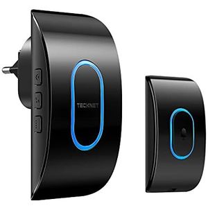 TECKNET - Draadloze Deurbel - Zwart - 400 m - Waterdicht IP65 - Set met Ontvanger en Zender