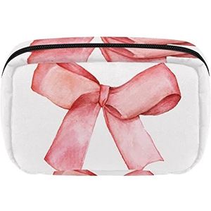 Cosmetische Tassen Voor Vrouwen Kleine Make-up Tas Reizen Toiletry Pouch Organizer Rits Rood Pasen Lint, Meerkleurig, 17.5x7x10.5cm/6.9x4.1x2.8in
