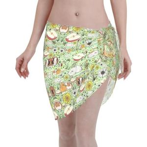 Cavia Print Elegante Strandwrap, Bikini Cover Up, Badmode Jurk voor Vrouwen, Perfect voor Zwembad en Resort Zwart, Zwart, one size