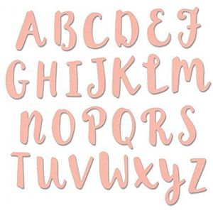 Sizzix 661710 Thinlits stansset, 26 stuks penseel-alfabet hoofdletters van Debi Potter, staal, meerkleurig, 25,6 x 14,5 x 0,2 cm