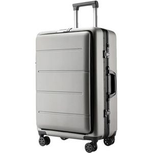 Front Open Koffer Cabine Rolling Bagage Rits Trolley Bagage Tas Aluminium Frame Reizen Koffer Op Wielen, Aluminium Frame2, 20 inch