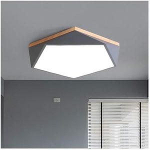 TONFON Moderne houten LED-plafondlamp binnen inbouw plafondlamp minimalistische geometrische plafondlamp for woonkamer slaapkamer eetkamer keuken studeerkamer gang hanglamp(Color:White light)