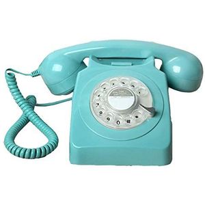 Thuis vaste Europese stijl retro telefoon, ouderwetse telefoon met snoer, massief houten antieke telefoon, kantoor aan huis, hotel, galerij, juweliers retro telefoon (blauw)